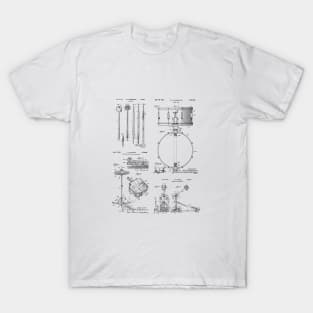 Drummer Gift Drum Kit Vintage Patent Image T-Shirt